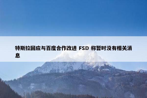 特斯拉回应与百度合作改进 FSD 称暂时没有相关消息