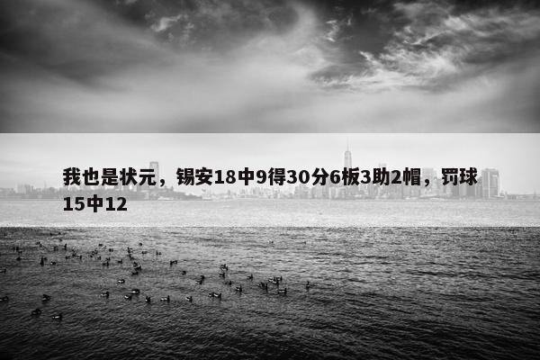 我也是状元，锡安18中9得30分6板3助2帽，罚球15中12