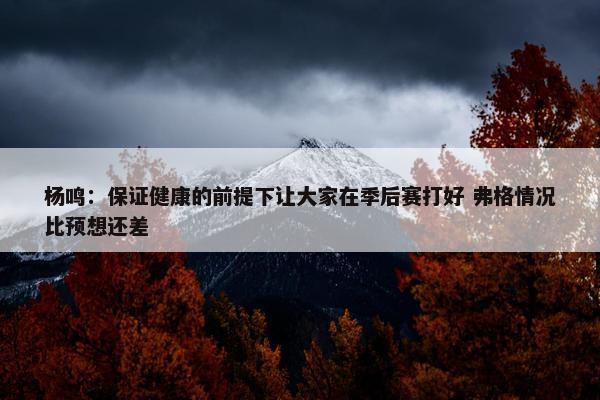 杨鸣：保证健康的前提下让大家在季后赛打好 弗格情况比预想还差