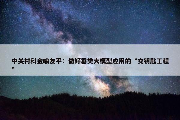 中关村科金喻友平：做好垂类大模型应用的“交钥匙工程”