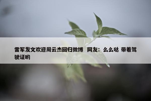 雷军发文欢迎周云杰回归微博  网友：么么哒 带着驾驶证哟