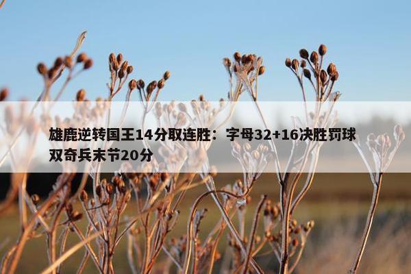 雄鹿逆转国王14分取连胜：字母32+16决胜罚球 双奇兵末节20分